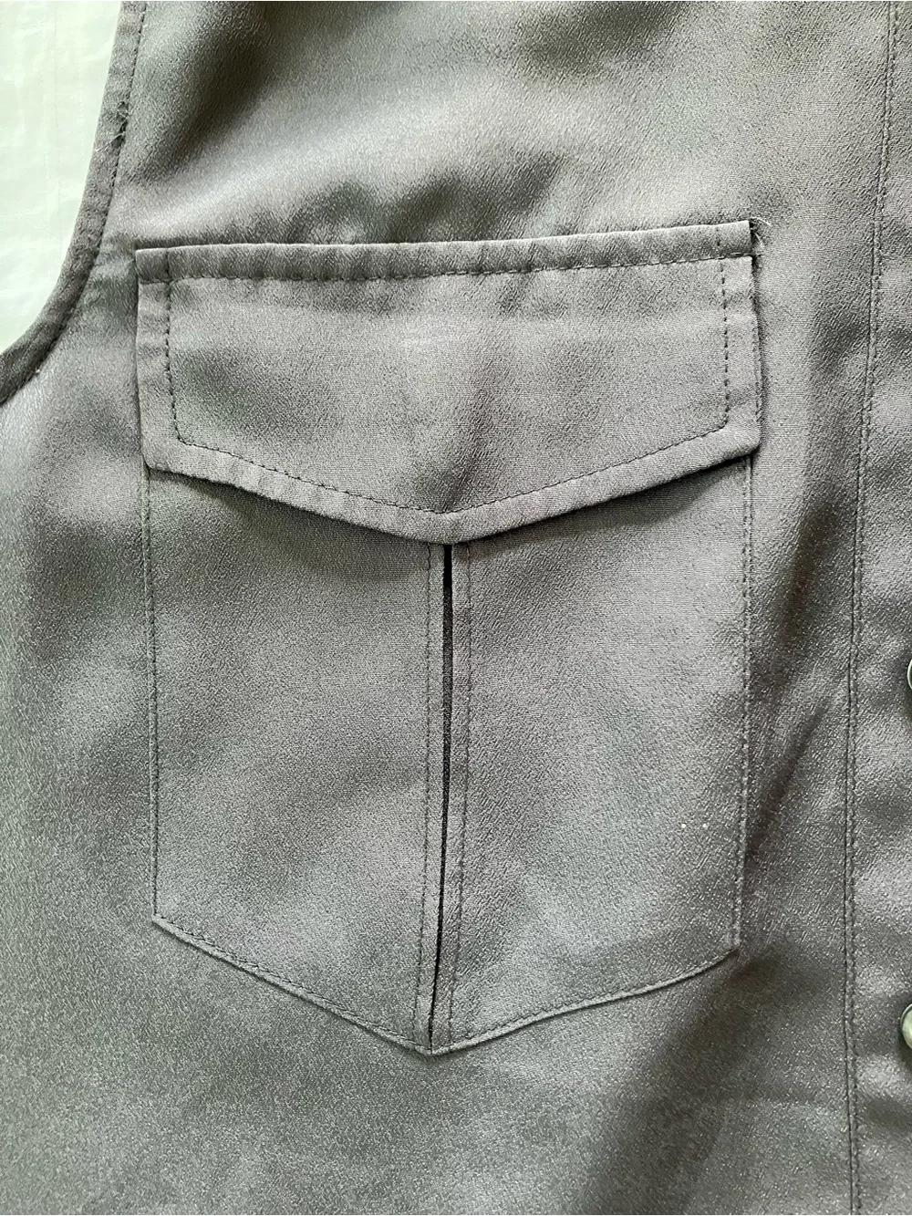J. Crew Sleeveless Button-Front Blouse Gray Mandarin Collar